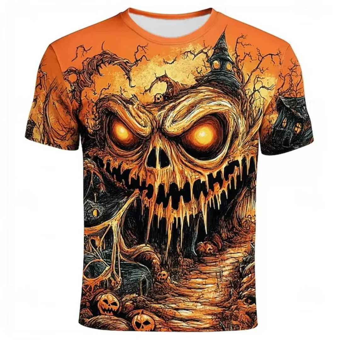 Men Women T Shirt Halloween 3d Printed Pumpkin T-shirt Fashion Oversized T Shirt Casual Short Sleeve Tops Tees Kids Clothes