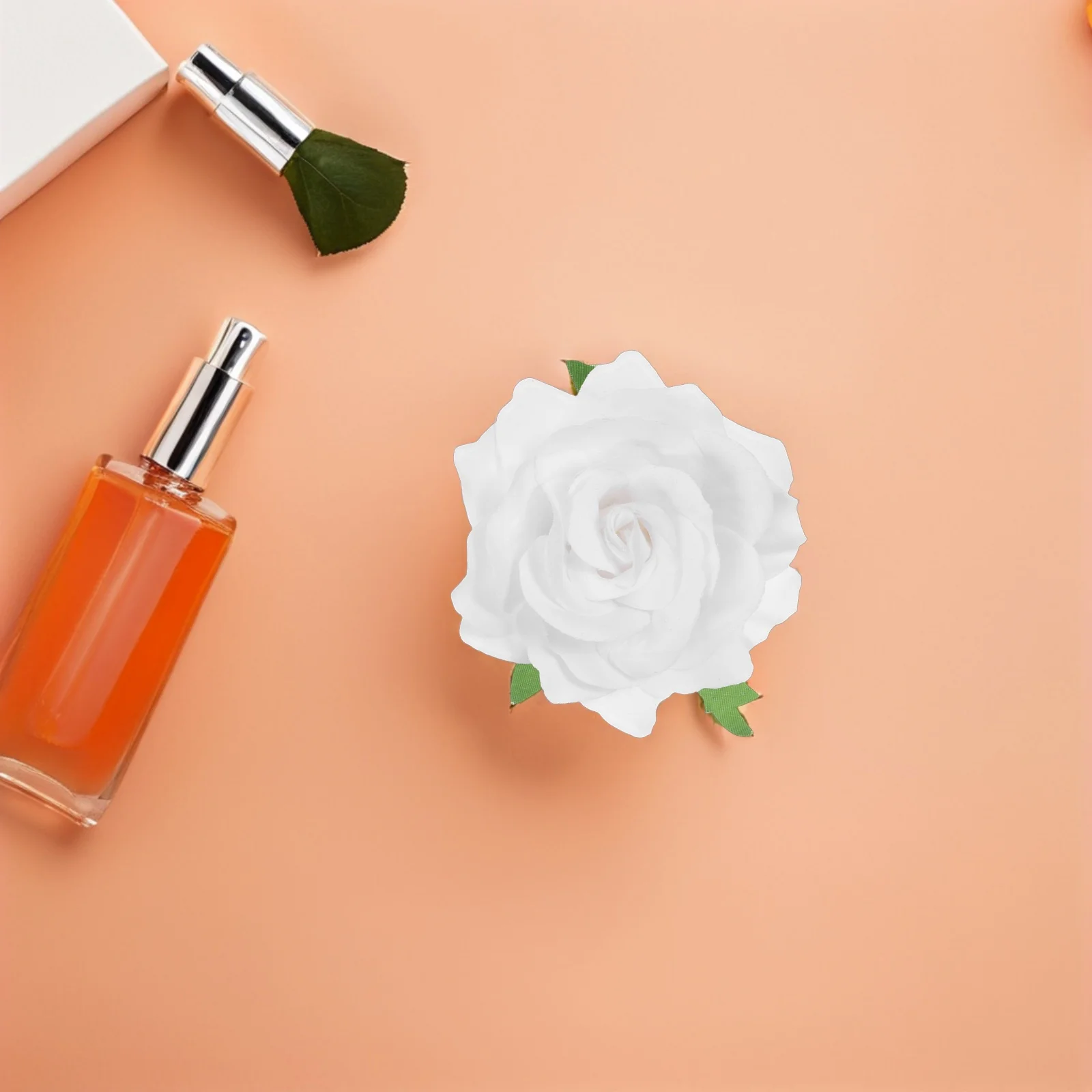 

4pcs Cloth Rose Hairpin Flower Brooch Diy Accessory For Hawaii Holiday Vacation White Artificial Flower Hair Clip Wedding Beach