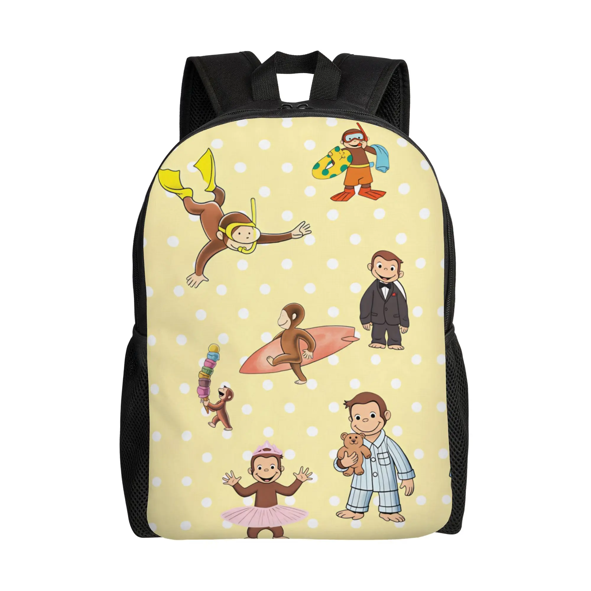 Curious George Summer Vacation Backpack  Cool Backpacks Female Travel Print School Bags Designer Rucksack
