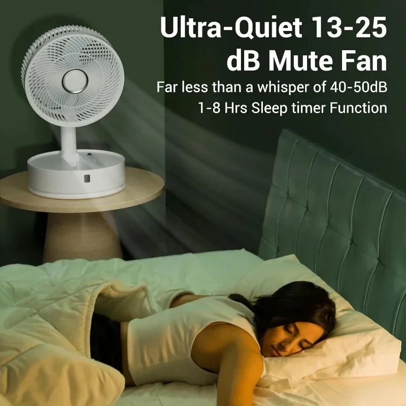 Portable Floor Fan with Remote Control, Folding and Swinging, with Timer, Suitable for Home Travel