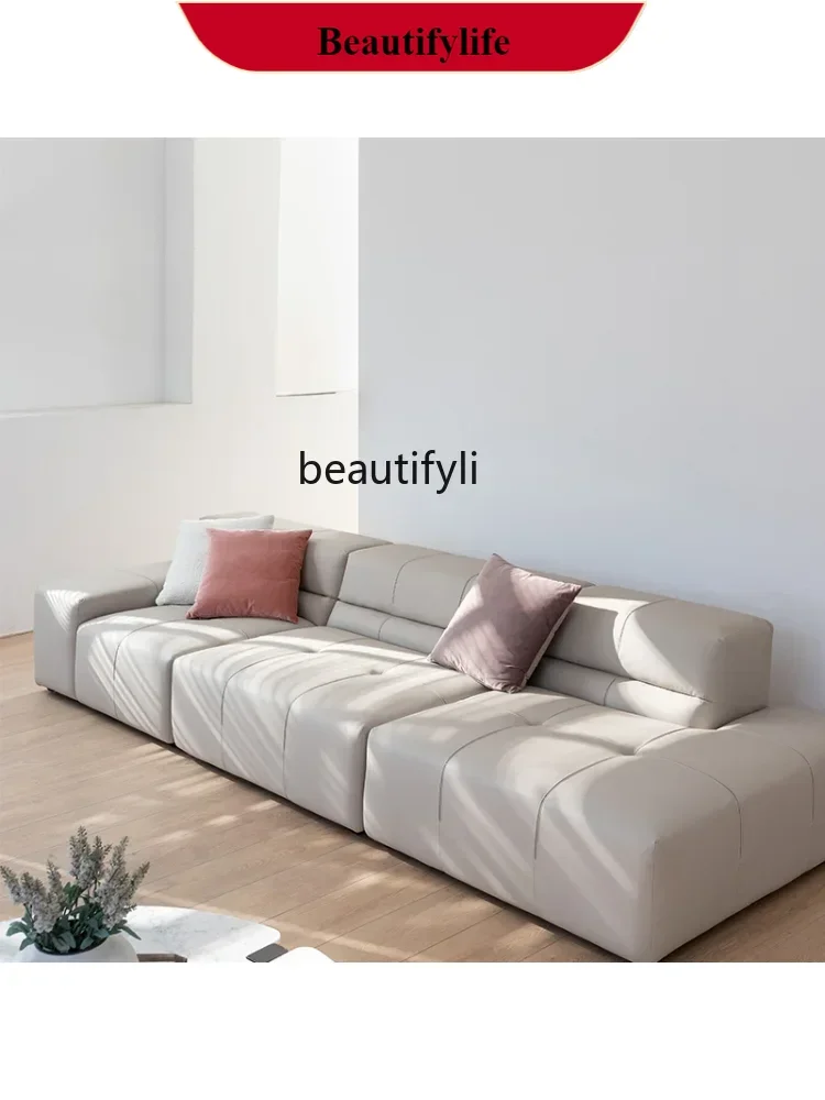 S132 R1 Italian-Style Light Luxury Leather Sofa First Layer Cowhide Simple Modern Living Room Combination Furniture Leather Sofa