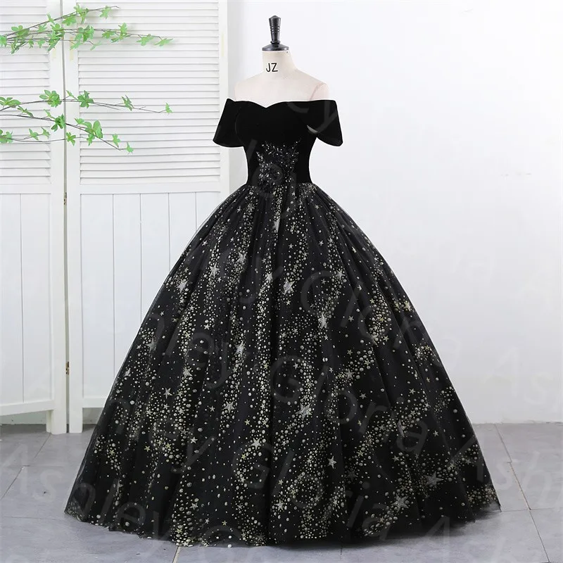 Ashley Gloria Vestidos Birthday Party Dress Shinny Sequin Quinceanera Dresses Off The Shoulder Ball Gown Robe De Bal Plus Size