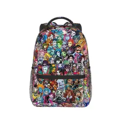 Todos os personagens estudantes sacos de escola menino menina moda monstro alta bonecas adolescentes livros mochila