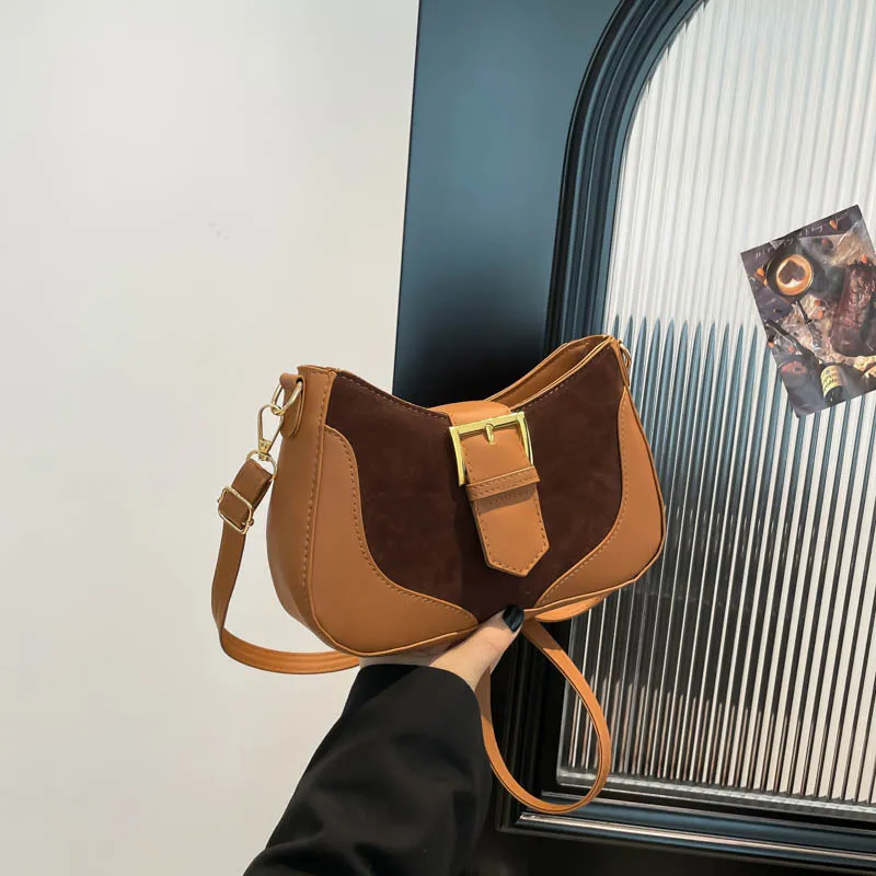 

​​2025 Winter Vintage Underarm Bag Colorblock Crossbody Shoulder Purse Matte Finish Commuter Bag for Women Casual Chic​