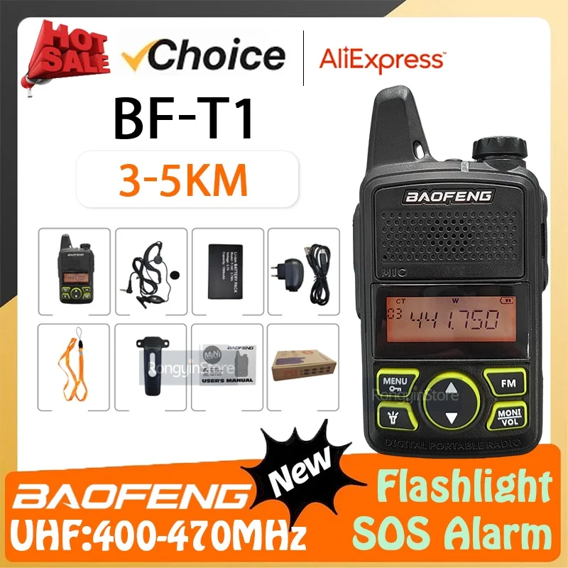 1/2/4Pcs Baofeng BF-T1 Mini Two Way Radio Long Range Lightweight Handheld Walkie Talkie Battery Saving Mode Camping Outdoor Work