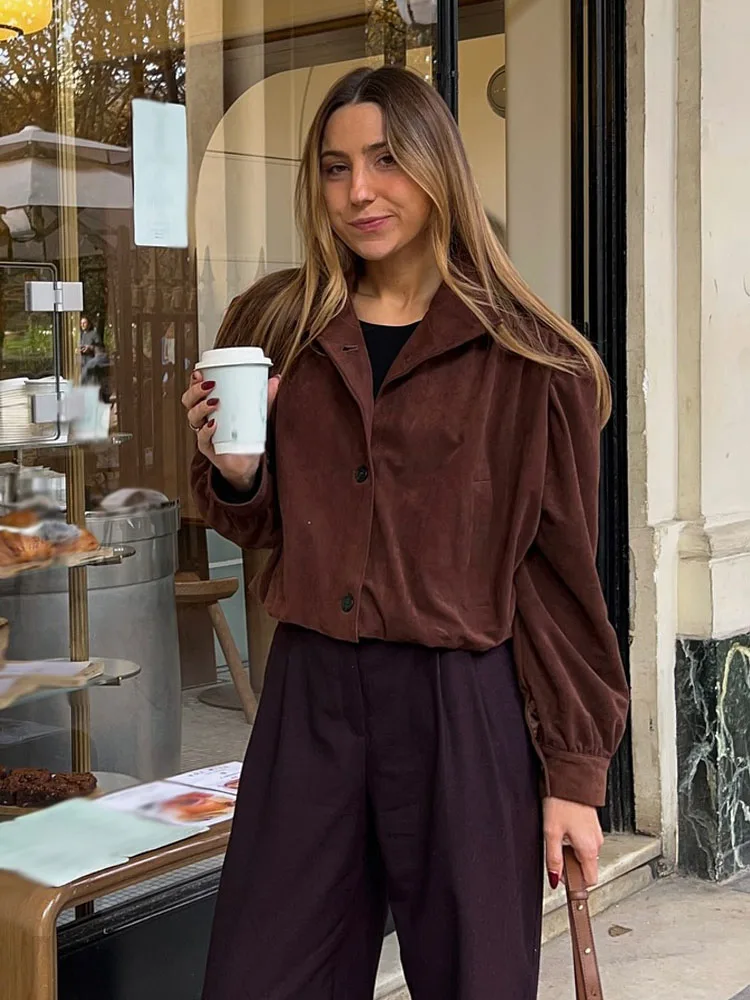 

HH женская осенняя модная однобортная однотонная замшевая плиссированная куртка с длинными рукавами женские карманы повседневная уличная одежда короткое пальто