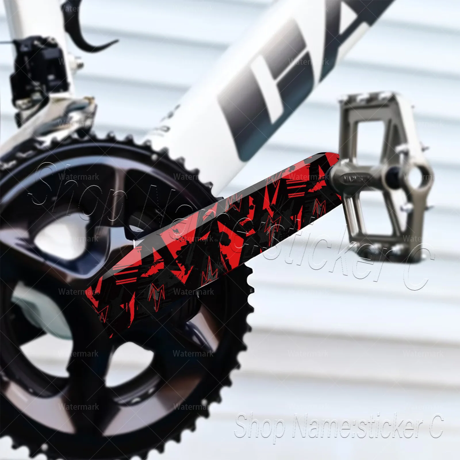 2Pcs/Set Red Black Abstract Geometric Bike Crank Arm Stickers, Waterproof Vinyl Decals for Mountain & Road Bicycle Crankset