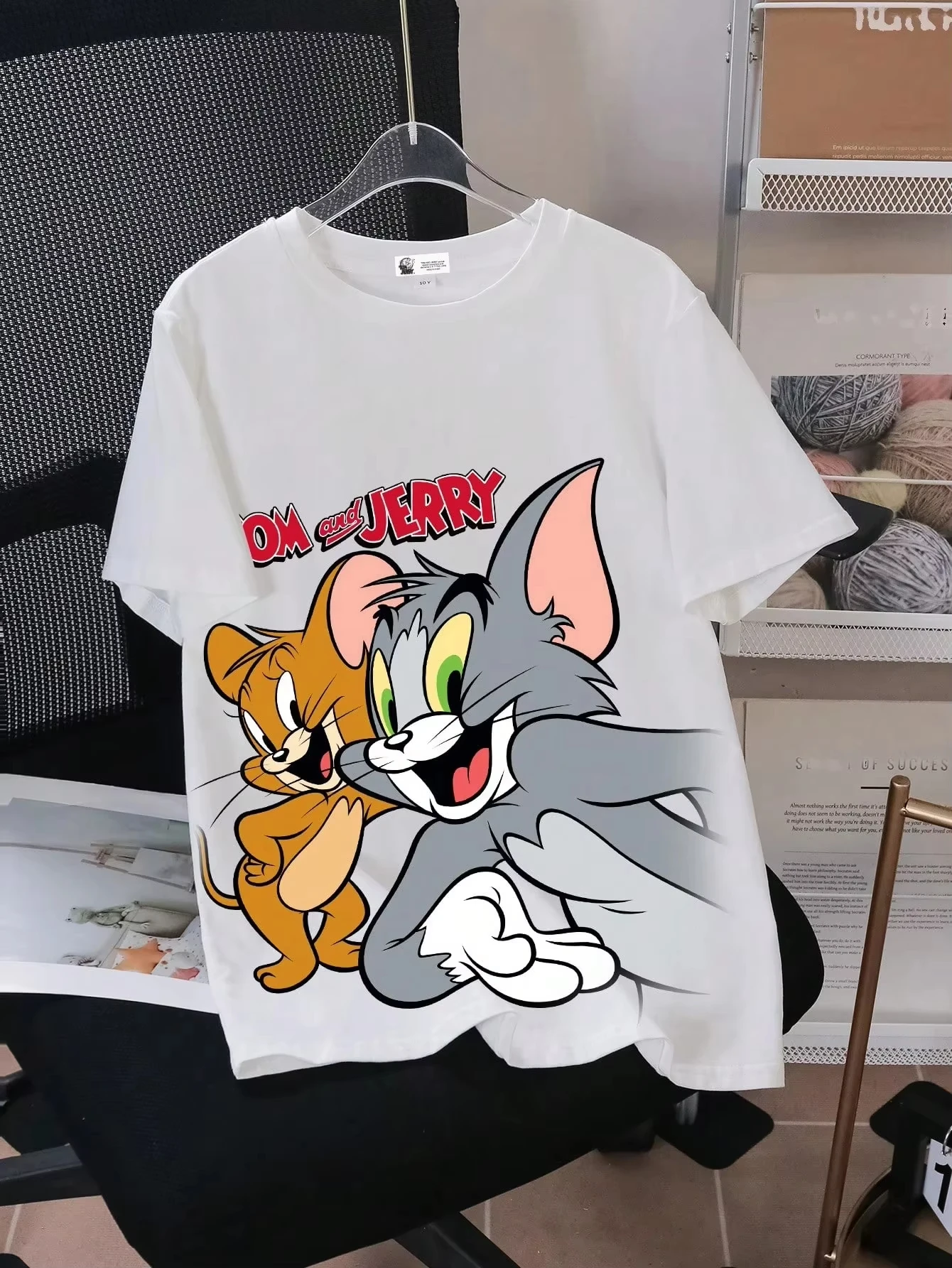 2026 Sommer Comic-Design Tom und Jerry Bild Baumwolle Bedrucktes Oversize Freizeit-T-Shirt für Erwachsene und Kinder, Eltern-Kind-Oberteil, Homewear – Detail 5