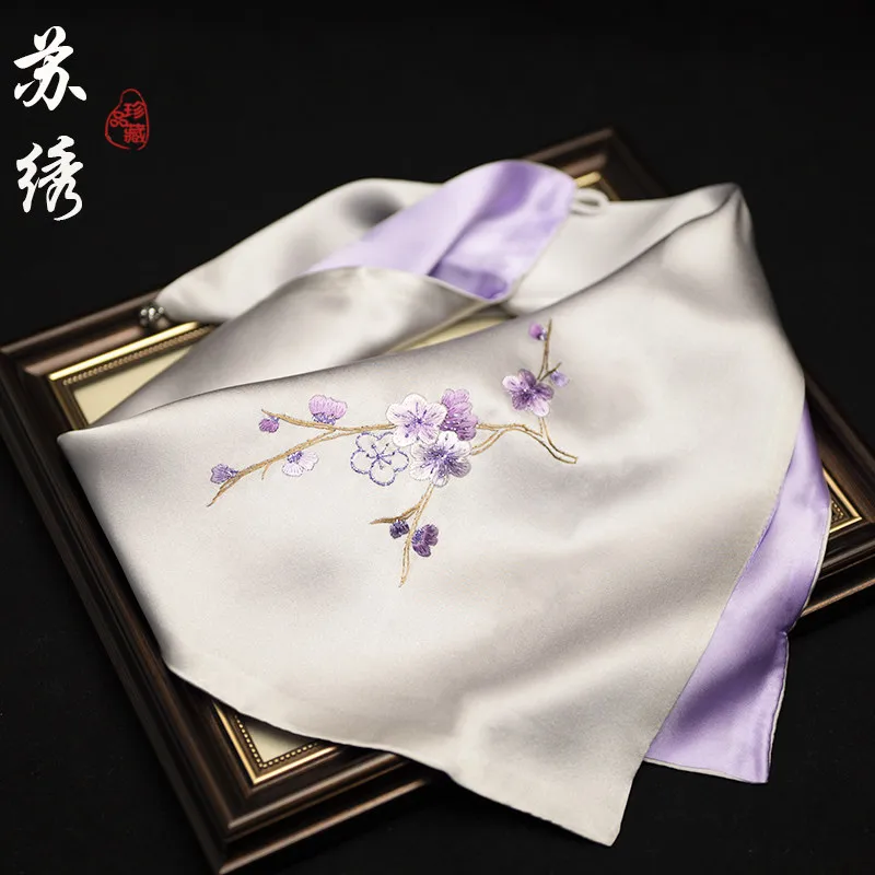 

Сучжоу шелковые шарфы с вышивкой ручной работы китайский квадратный шарф женский подарок 55X55 см