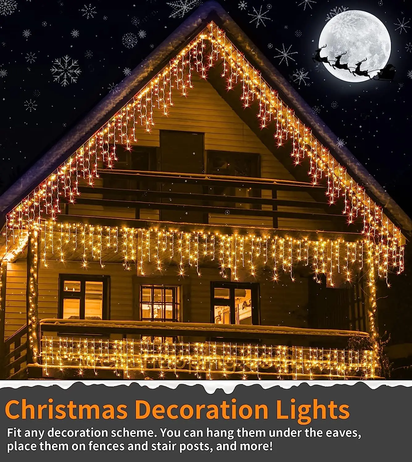 Imagem -03 - Decorações de Natal para Casa Outdoor 24v Segurança Fairy Light Street Garland na Casa Ano Novo 2025 Led Icicle Cortina Luzes para Valentimnatalcasamentocasadecoração de Festa