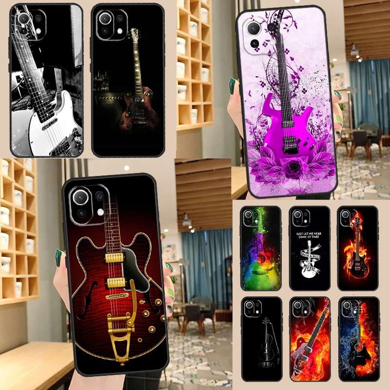 Rock Music Instrument Guitar Case For POCO F5 X3 X5 Pro F3 F4 GT M5s C40 Back Cover For Xiaomi 13 12 Lite 11T 12T Pro 12X