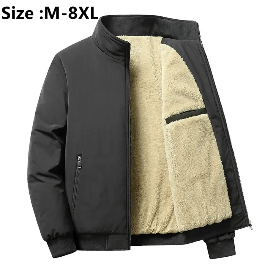 2024 Men's Warm Bomber Jacket Autumn Winter Oversized Casual Streetwear Thick Warm Fleece Parkas Coat Windbreaker Jackets Men