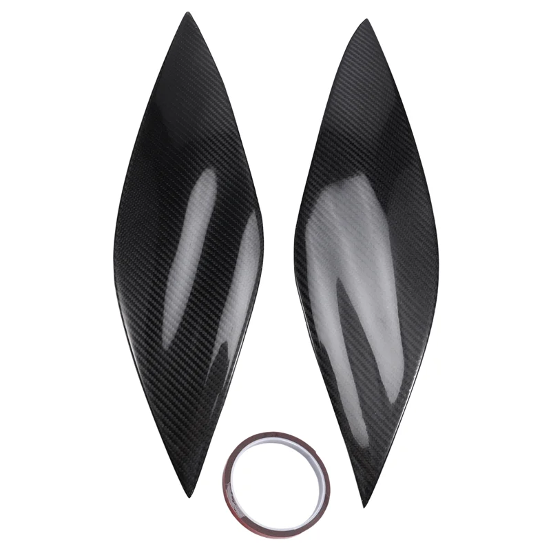 Car Headlight Eyebrows Eyelids Carbon Fiber Stickers Trim Cover Headlight Lid For FIAT BRAVO 2007+-A28K