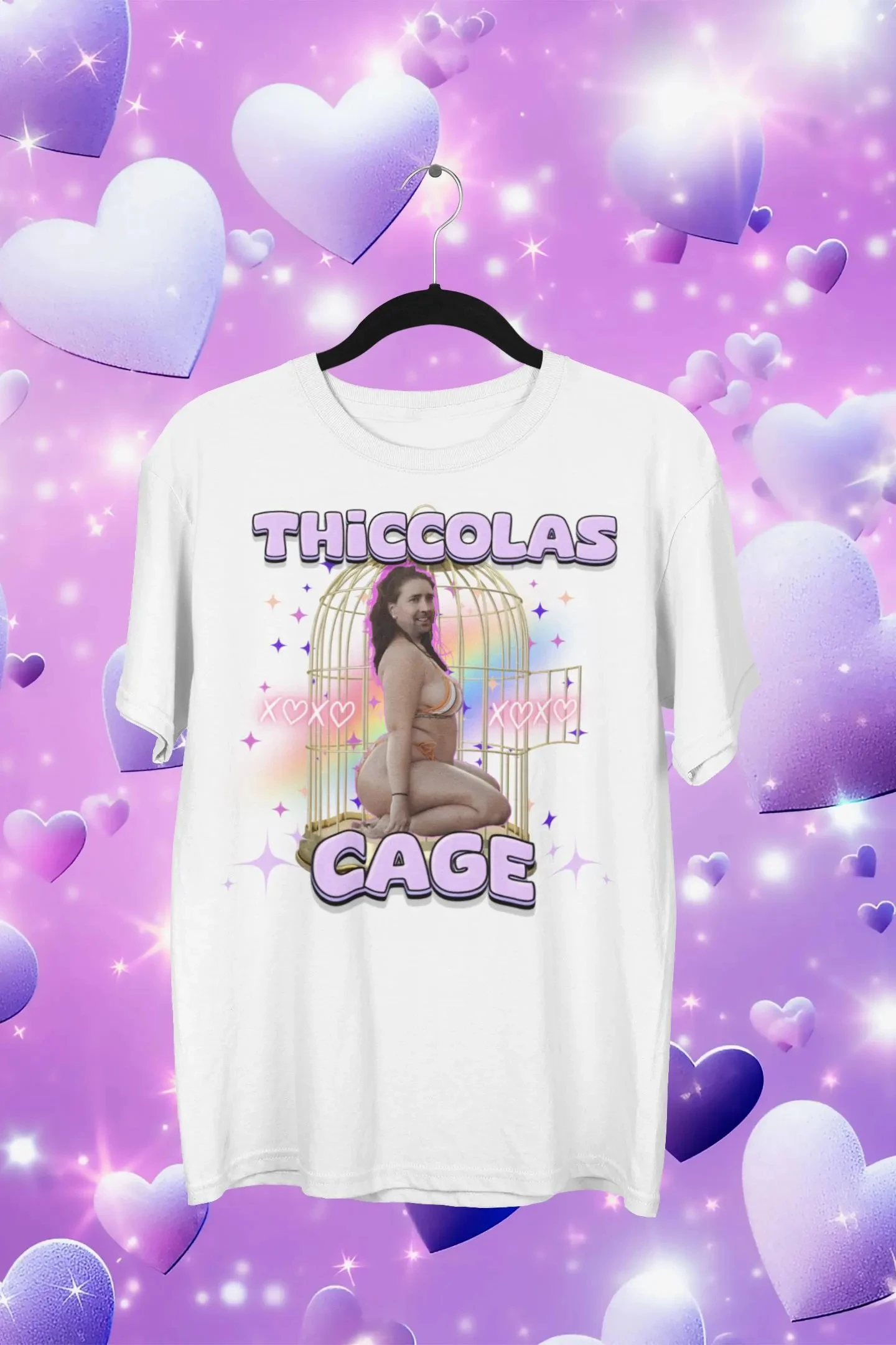 

Забавная рубашка с мемами Thiccolas Cage, футболка с кляпом, улучшенный подарок, необычная курсантная рубашка со знаменитостями, обнаправленная глупая рубашка