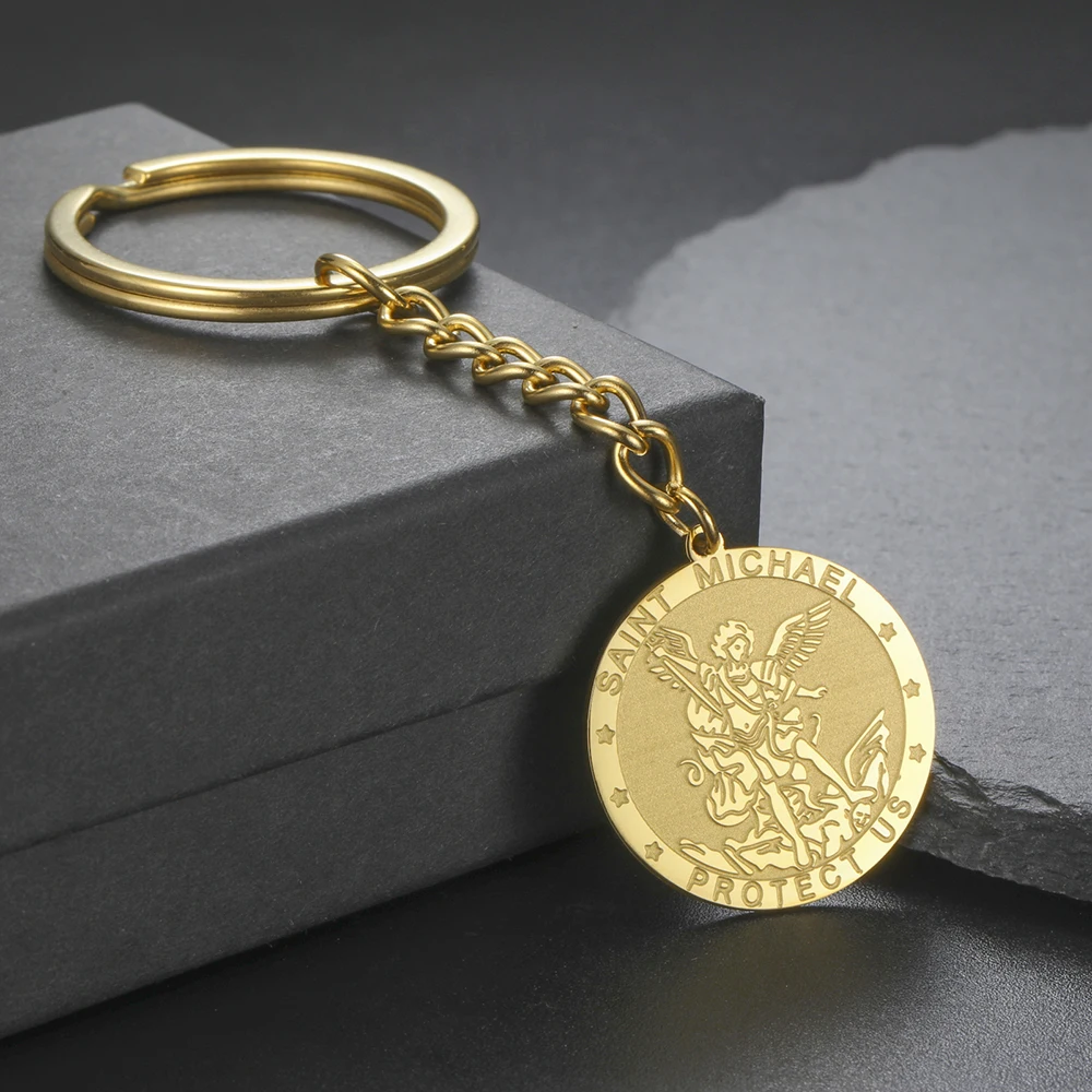 Dawapara Saint Michael Schlüsselanhänger Hexenknoten Doppelschutz Beten für uns Erzengel Religiöser Schmuck Edelstahl Schlüsselanhänger – Detail 17