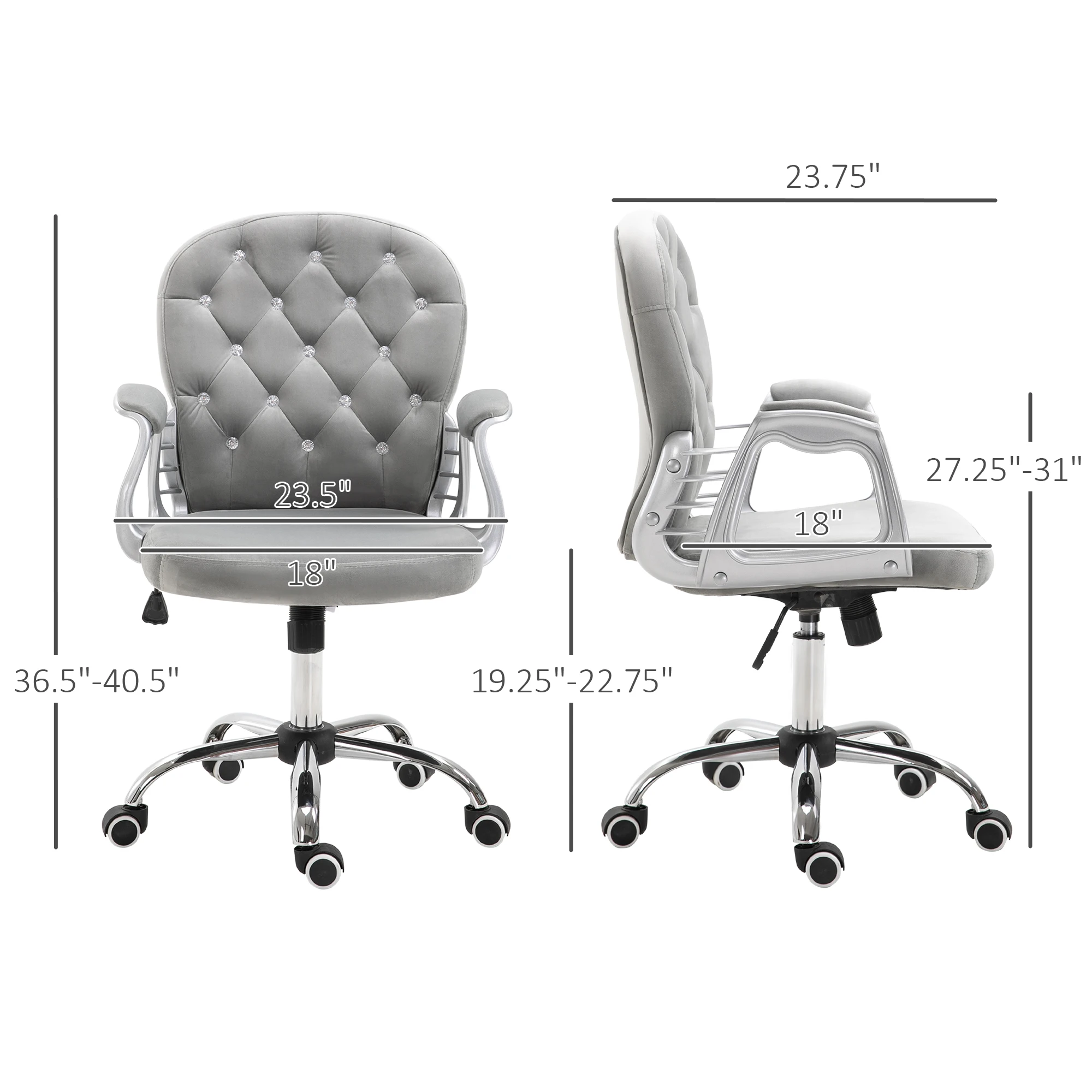 Vanity Office Chair Tufted Backrest Swivel Rolling with Height Adjustable