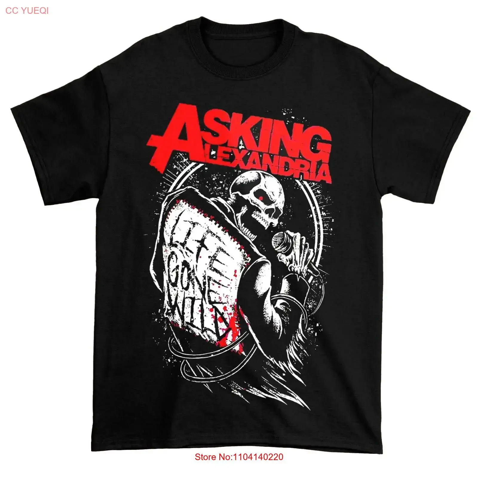 Camiseta de algodón negra Asking Alexandria Life Gone Wild, todas las tallas, TT004, estilo vintage, lavada, elástica, ropa de diseñador, unisex, versátil