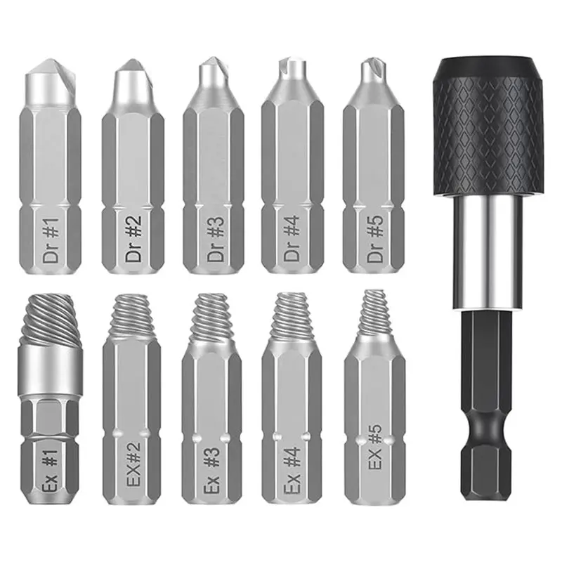 

Hot Sale-Fast Replacement Tool Kit 11 PCS Screw Extractor Set With Self-Locking Extension Rod Fix Stripped& Damaged Screws All-I