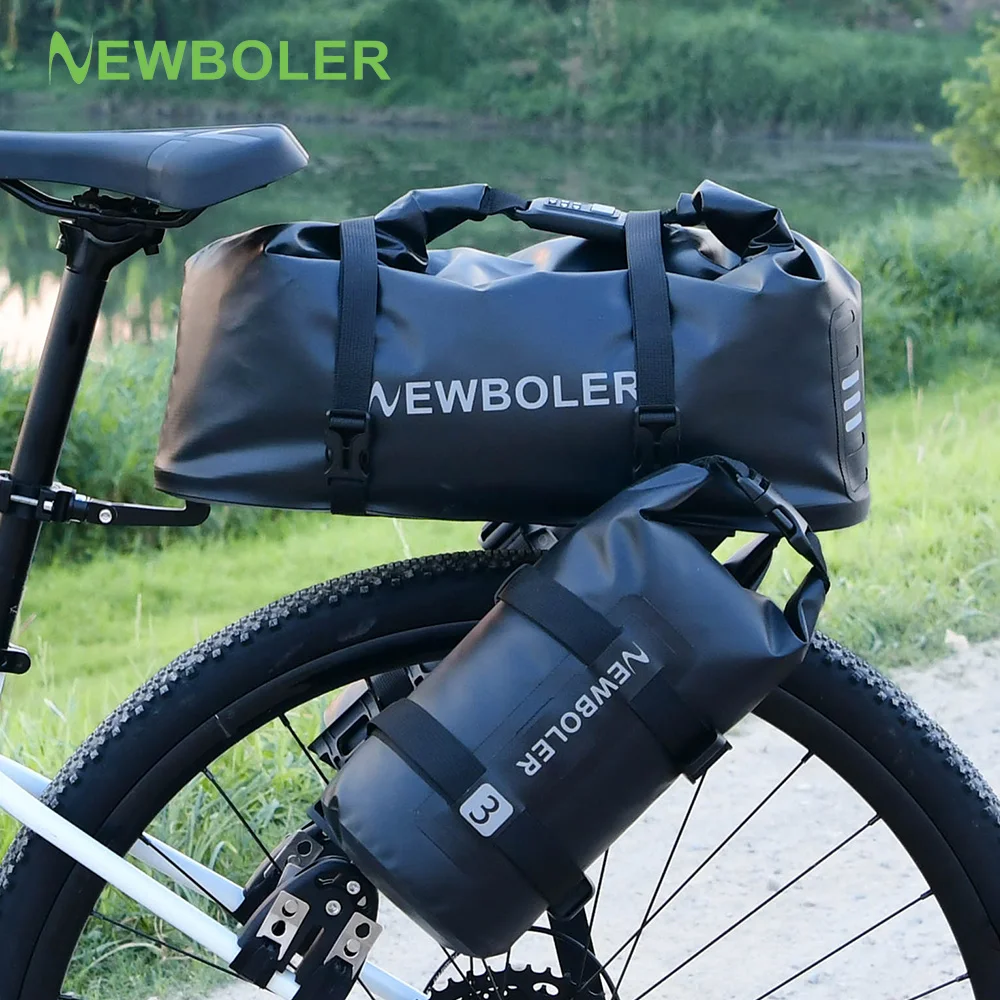 NEWBOLER 20L Aluminium Alloy Bicycle Luggage Carrier Passcode Lock Bike Bag Bikepacking For MTB And Gravel Bike Rack Shelf