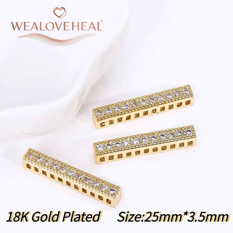 18K vergoldete Messing-Rechteck-Abstandshalter, luxuriöser Micro-Pavé-CZ-Trennverbinder für DIY-Schmuckherstellung, Großhandel – Detail 28