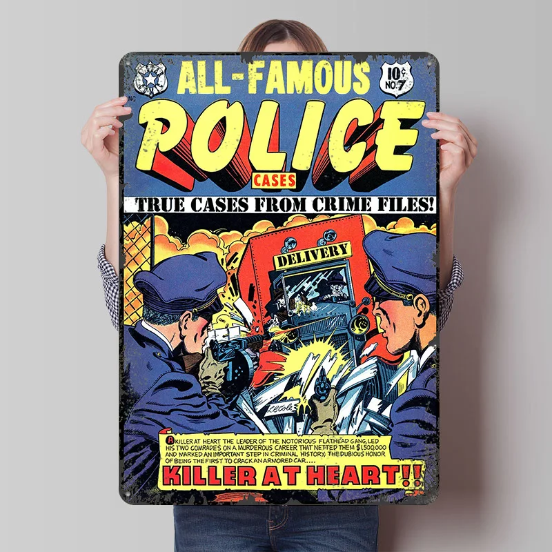 ALL FAMOUS POLICE Tinplate Poster Customized Wall Art Vintage Retro Metal Signs for Coffee Bar Accessories Decoration At Home