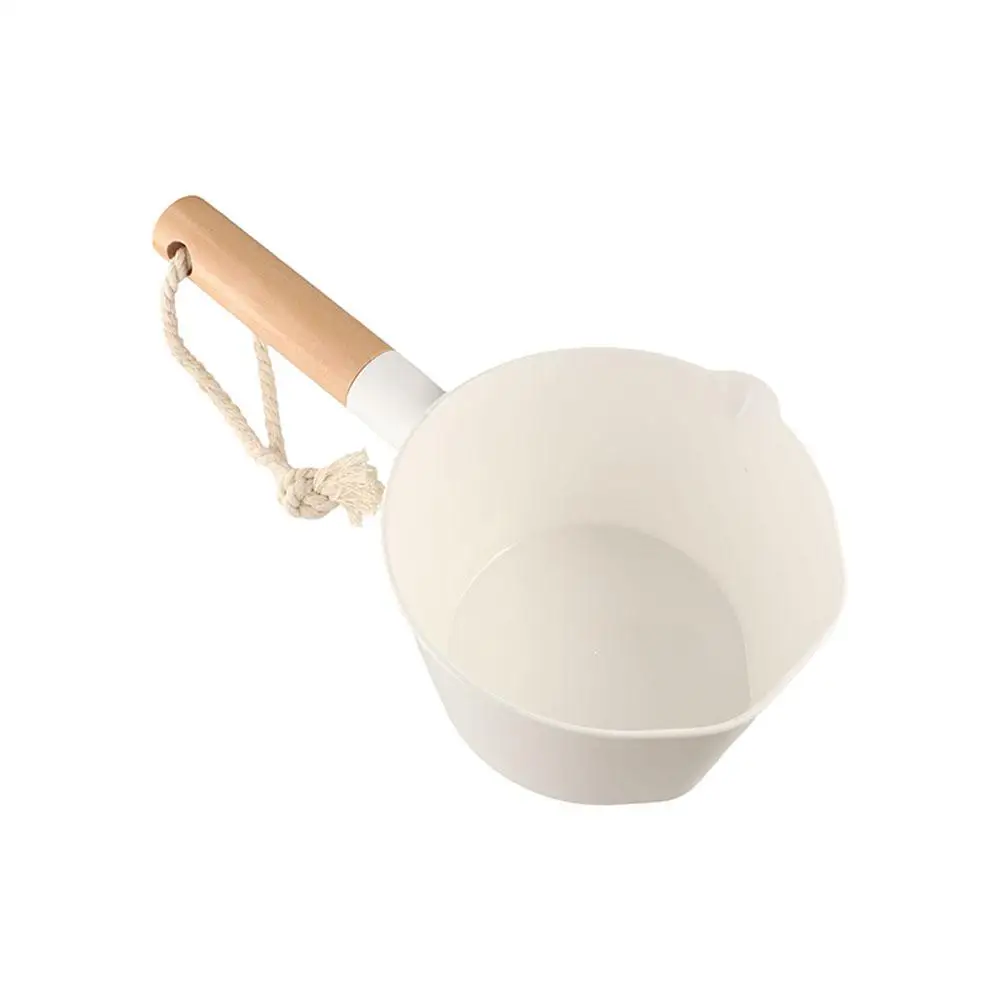 Long Wooden Handle Water Ladle Hanging Lanyard Durable Bathing Pitcher Comfortable Grip Thick Plastic Water Scoop Home