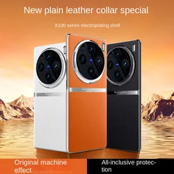 For VIVO X100 X90 Pro Plus Case Luxury PU Leather Skin Lens Protective Back Cover Case For VIVO X100Pro Full Cover Phone Shell