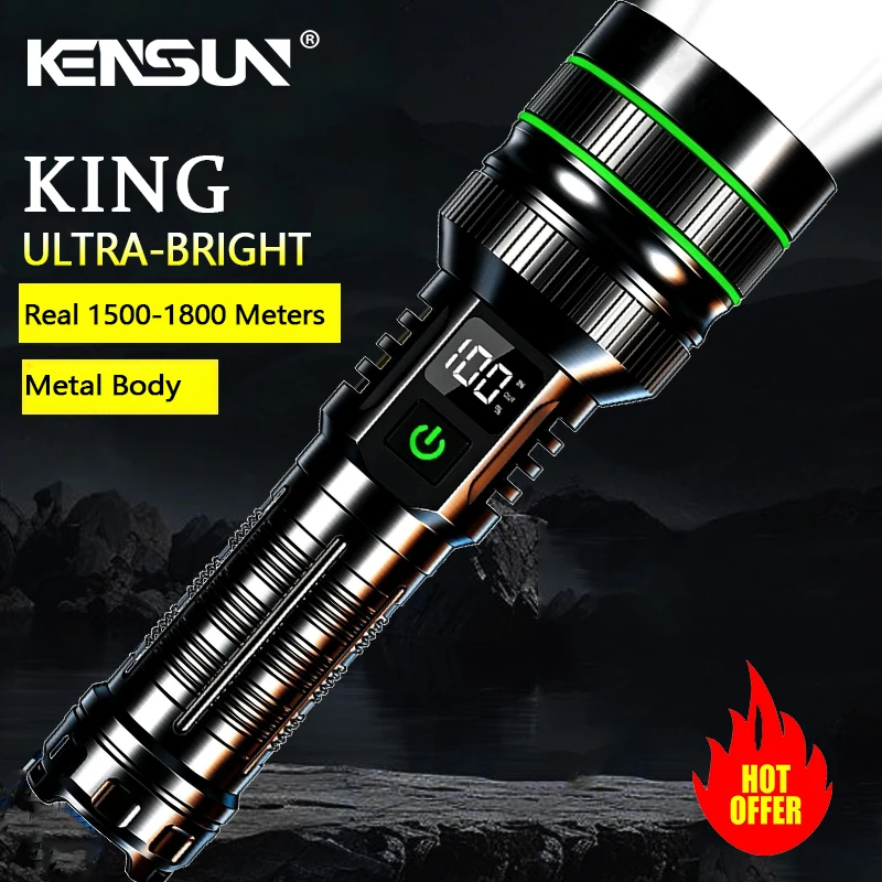 

Тактический фонарь высокой мощности, самый мощный светодиодный фонарик, масштабируемый фонарь для дальнего выстрела, для кемпинга, на открытом воздухе, встроенный аккумулятор 26650.