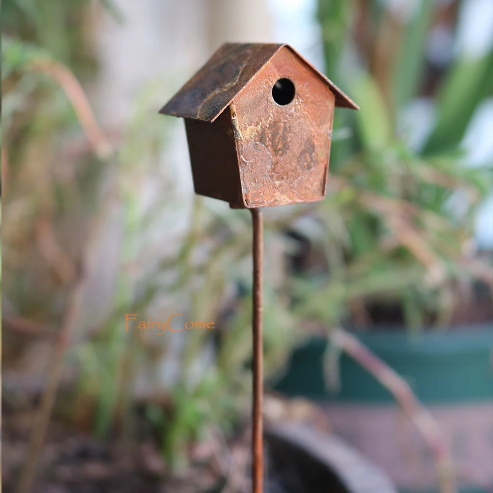 Jaula De Pájaros En Miniatura Estilo Oxidado | 30x30x40 Mm | Ideal Para Jardines Y Casas De Muñecas