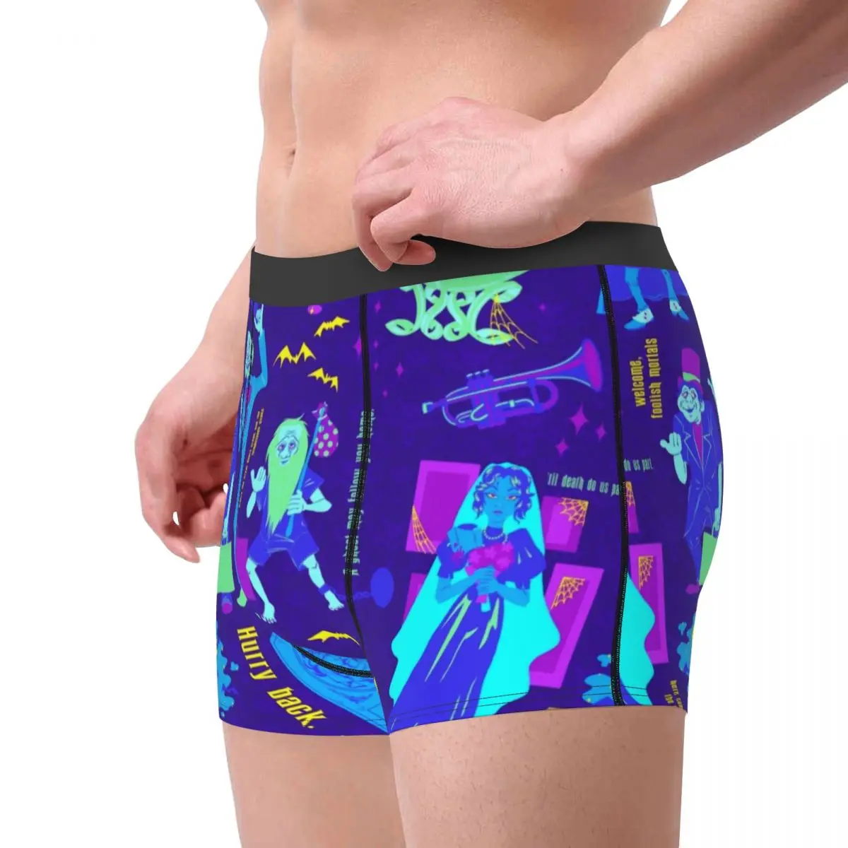 Masculino impresso personalizado feliz assombrada mansão cueca, Grim sorrindo fantasma boxer, cuecas shorts, calcinha macia, cuecas