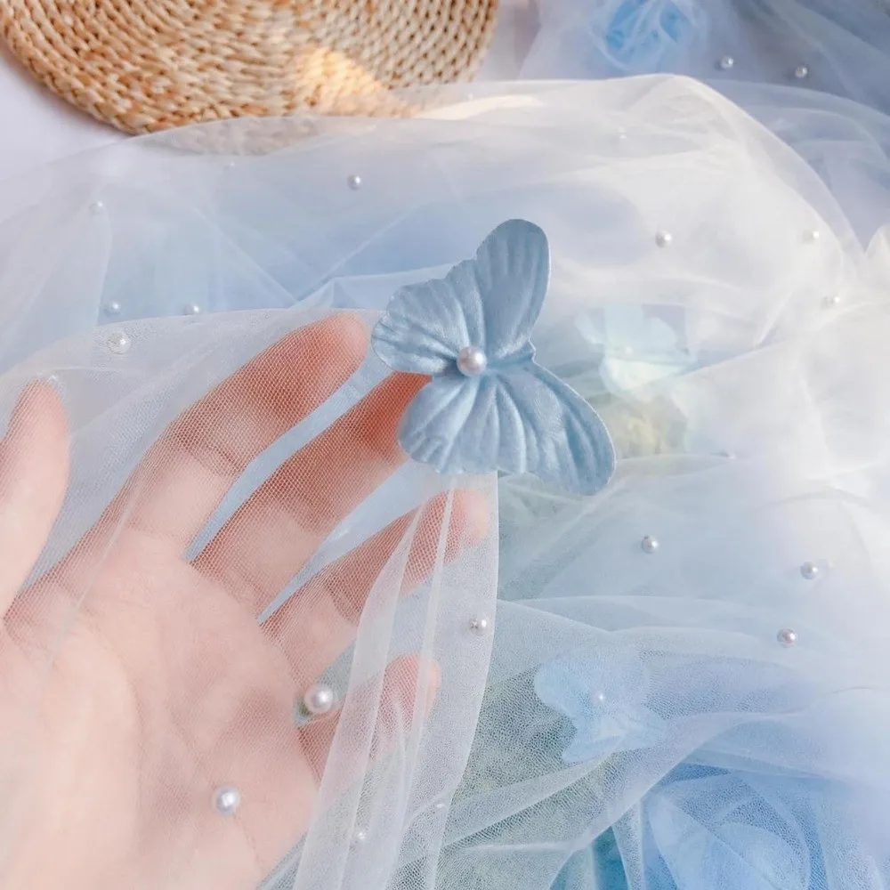 75*300cm Tulle Table Runner Semi-Transparent Vintage Butterfly Table Runner Romantic Elegant Sheer Table Cover