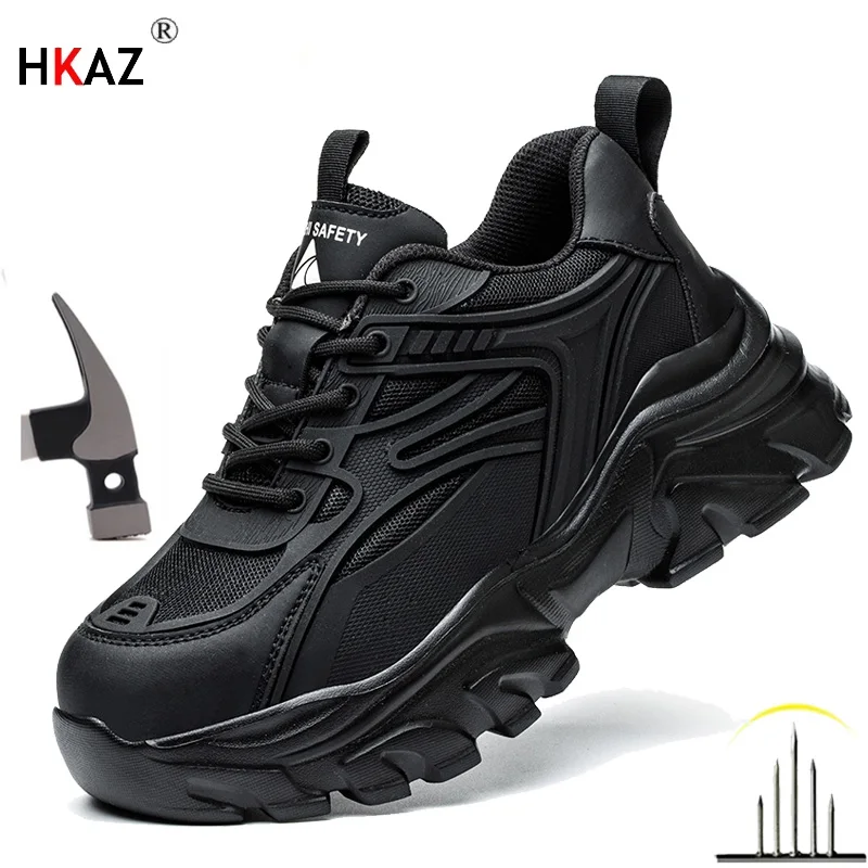 Sicherheitsschuhe für Damen, Arbeitssneaker, strukturierte Schuhe, rutschfeste, pneumatische Schutzschuhe, Arbeitsstiefel, Stahlkappenschuhe