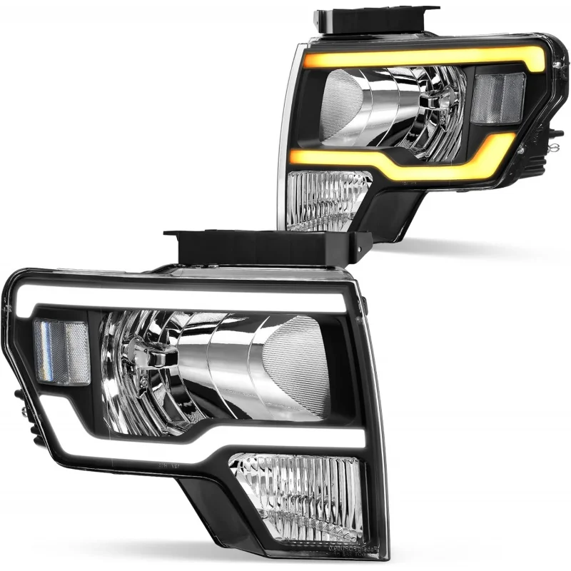 

mDWVO Headlights Assembly Compatible 2009 2010 2011 2012 2013 2014 Ford F150 Headlamp with Led DRL Replacement Pair Driver