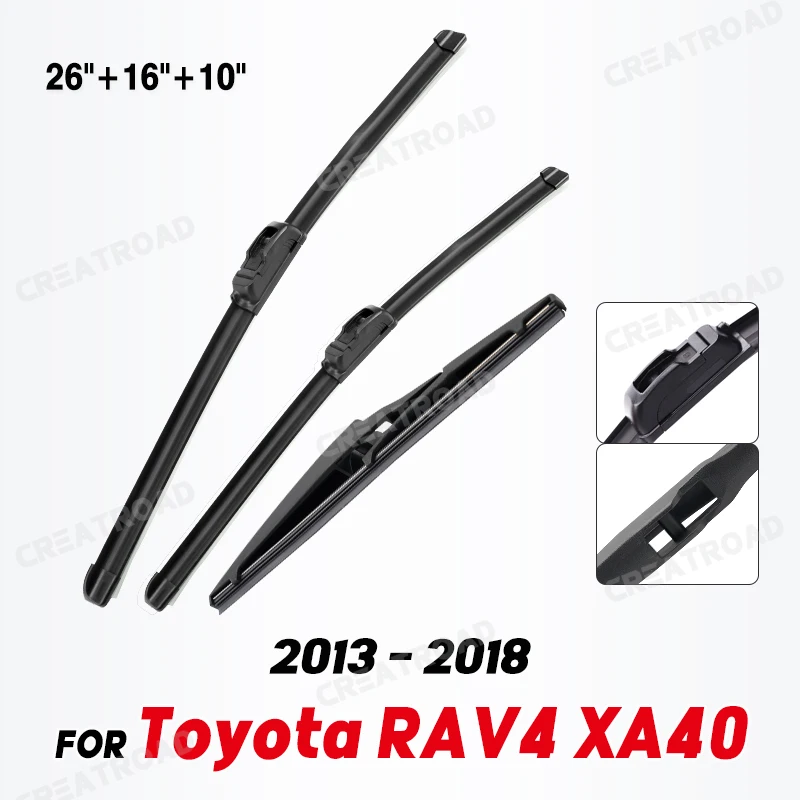 Wiper Front & Rear Wiper Blades Set For Toyota RAV4 XA40 2013 - 2018 Windshield Windscreen Window Rain Brush 26