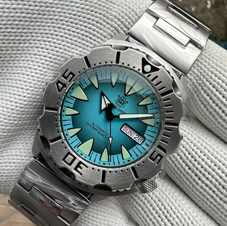 STEELDIVE Men Automatic Watch 42.2mm Mechanical Wristwatch Diver 20Bar Waterproof C3 Luminous Sapphire Mirror NH35 Monster Dial