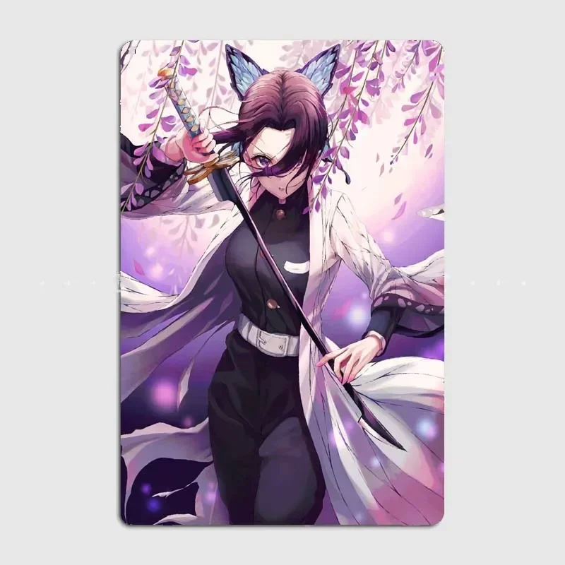 Demon Slayer Shinobu Anime Mix Art Series Modern Aesthetic Metal Tin Printed Plaque Sign - Perfect Decoration for Any Room