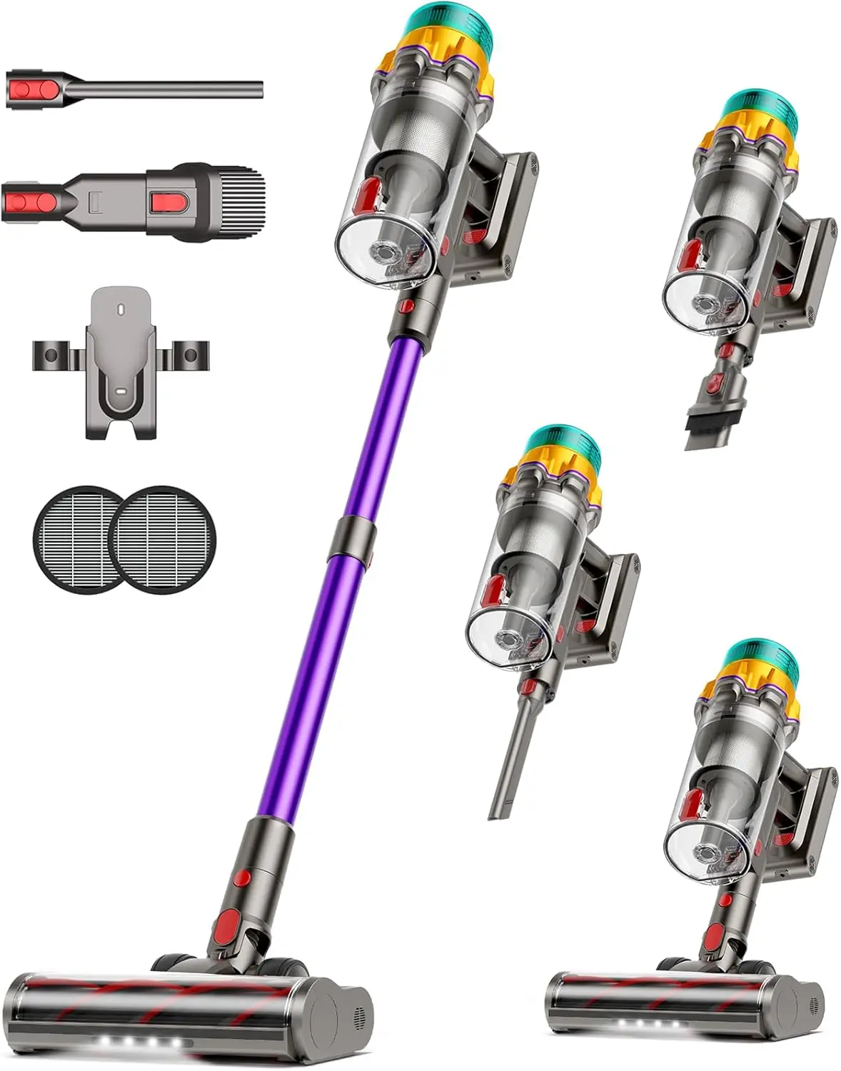 Aspirador de pó sem fio 50KPA, tempo de execução de 65 minutos, copo de poeira XL, escova anti-emaranhado, display LED, autônomo, para madeira dura, carpete,