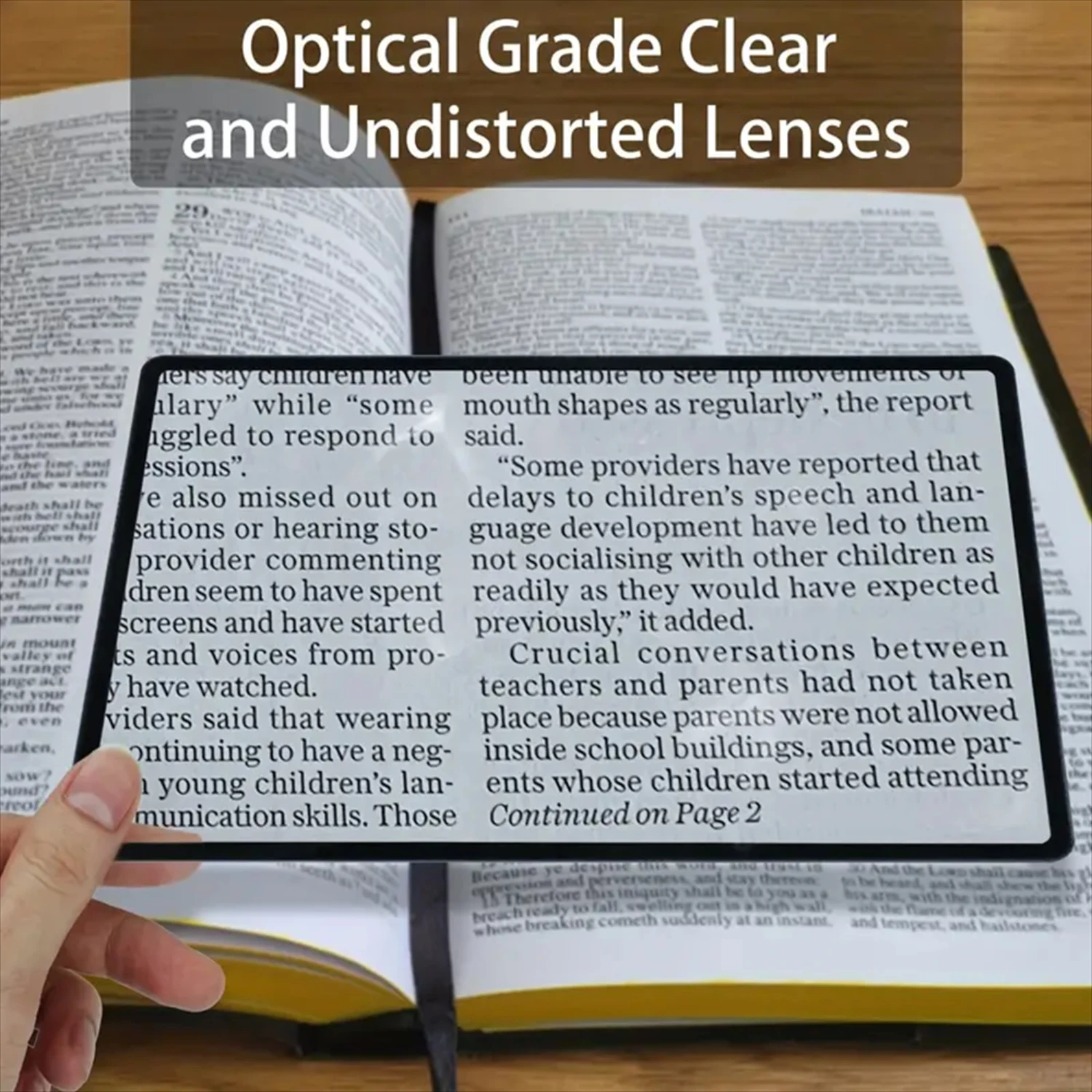 Large, Durable and Portable Full Page Magnifying Glass Magnifier for Elderly and Visually Impaired - Clear Lens Reading Aid for 