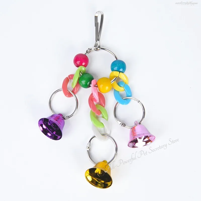 1Pc Parrot Bite Toy Bird Ring Bell Parrot Hanging Swing Chain Toy Parakeet Chew Swings Toy with Hanging Bells Bird Accessories