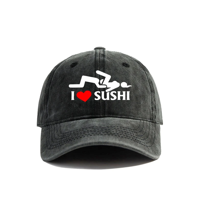 

I Love Sushi Baseball Cap Summer Distressed Dad Hats Men Outdoor Adjustable Cotton Caps MZ-471