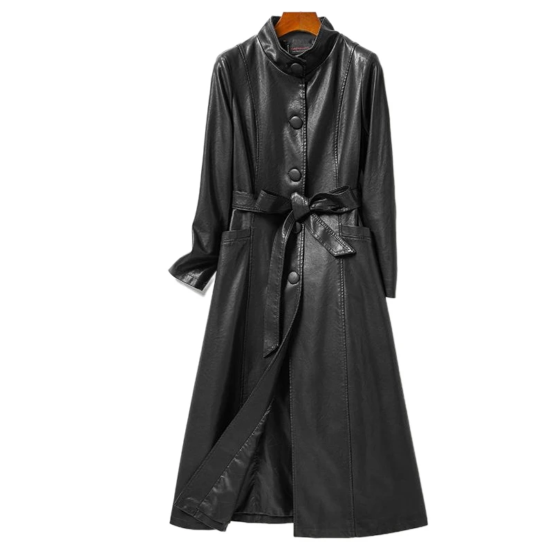 Tagkita Genuine eepskin Leather Jaet Women's Mid-Length Thiened Spring Autumn Coat Sli Commute Sle Long Sve