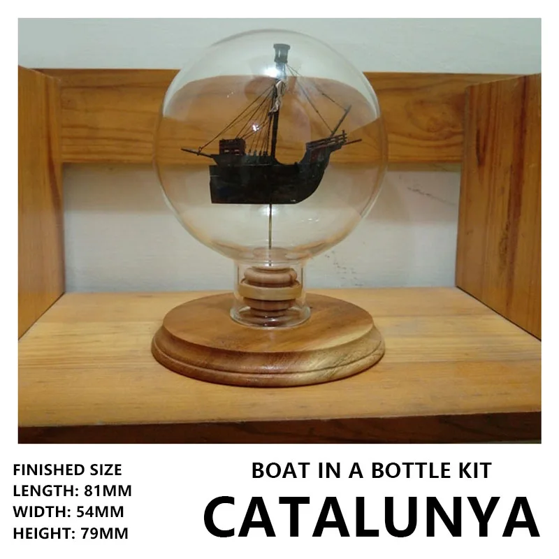 Wooden Catalonia Ship Model Kit Ship in A Bottle Decorative Ornaments DIY Assembly Ship Model Toy Gift Kit Sailboat Model