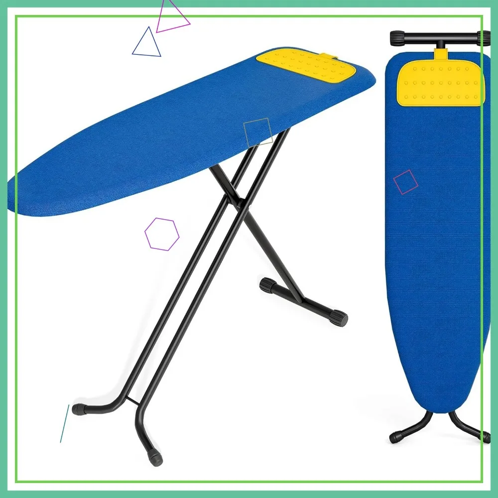 

Foldable Ironing Board with Silicone Iron Rest, 7 Height Adjustable, Anti-Slip Feet, 13x48 Blue