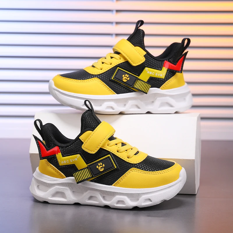 

Модная желтая детская спортивная обувь, уличная легкая спортивная обувь для мальчиков и девочек, нескользящие повседневные кроссовки, детские кроссовки