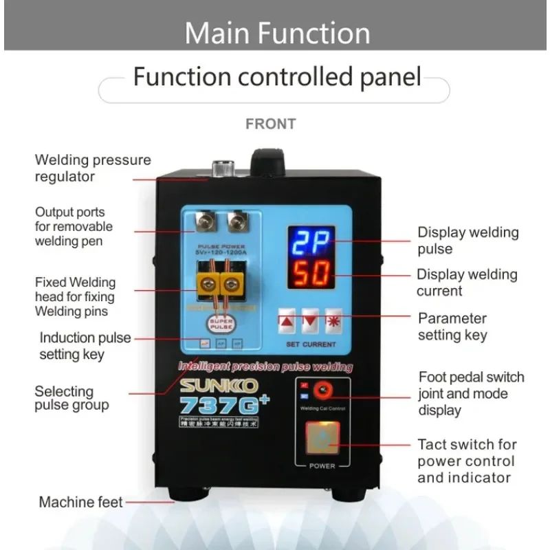 Machine de soudage par points automatique haute puissance, 737G +, 4,3 KW, soudeuses par impulsion au lithium 18650, 24.com