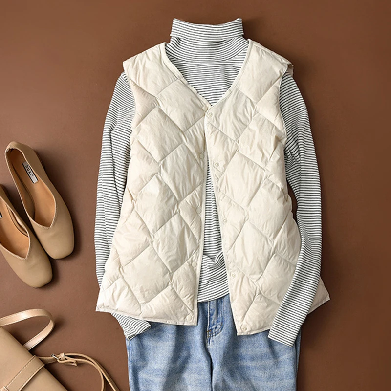 SEDUTMO Quilted Ultra Light Thin Duck Down Vest Women Winter Jackets Slim Waistcoat Autumn Casual Basic Parkas ED2086