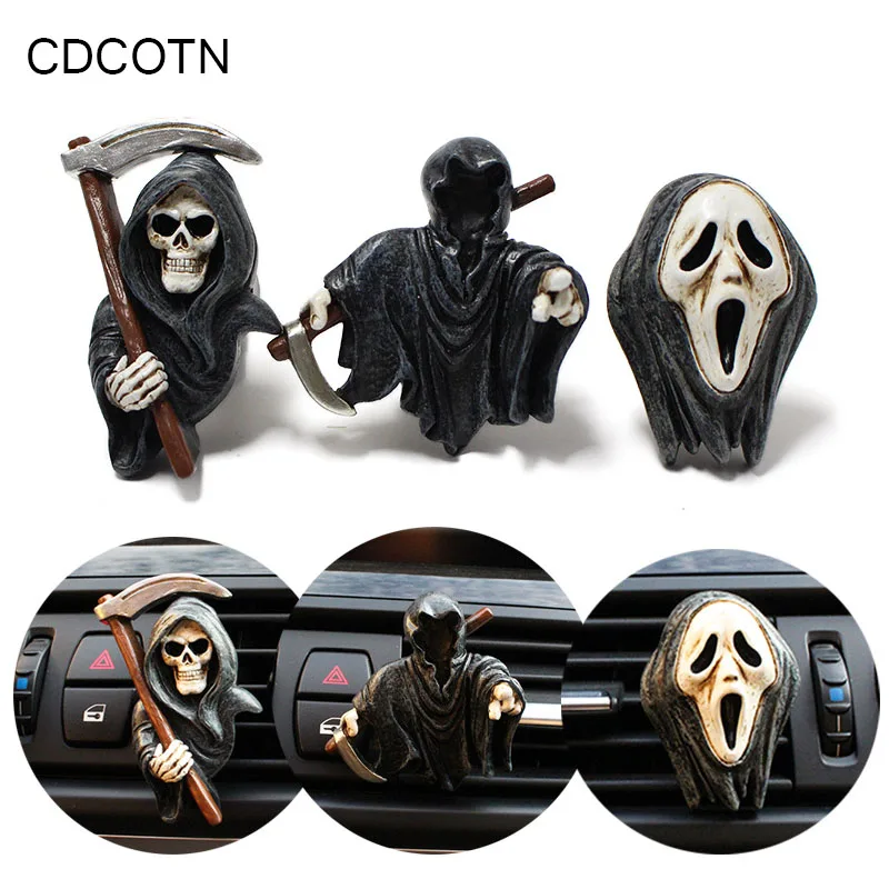 3PCS Car Perfume Air Freshener Resin Skull Auto Interior Decoration Accessories Car Air Conditioning Air Outlet Fragrance Clip