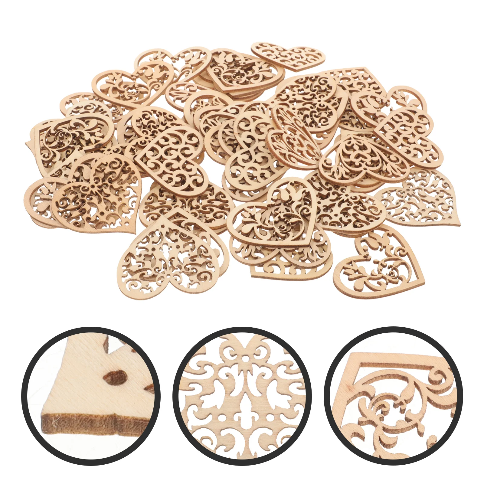 

100 Pcs Home Decor Faux Plants Indoor Fake Vines Succulents Artificial Heart Shaped Wooden Slices for Party Accessories