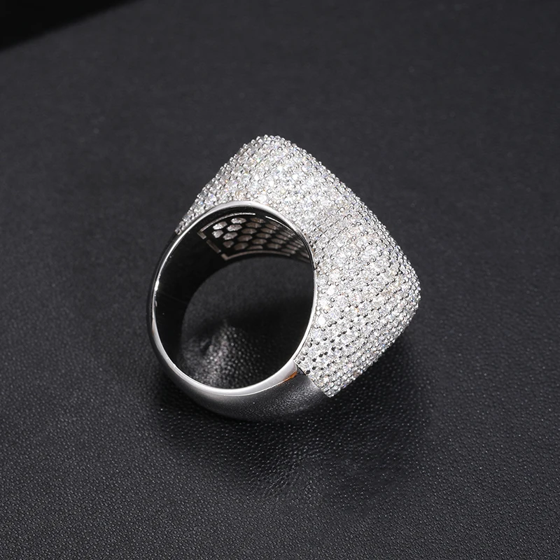 Imagem -05 - Anel Moissanite de Prata 925 para Homens Coração Joias Hip Hop Cor Dourada Bling Moda Cúbica Presente Rock