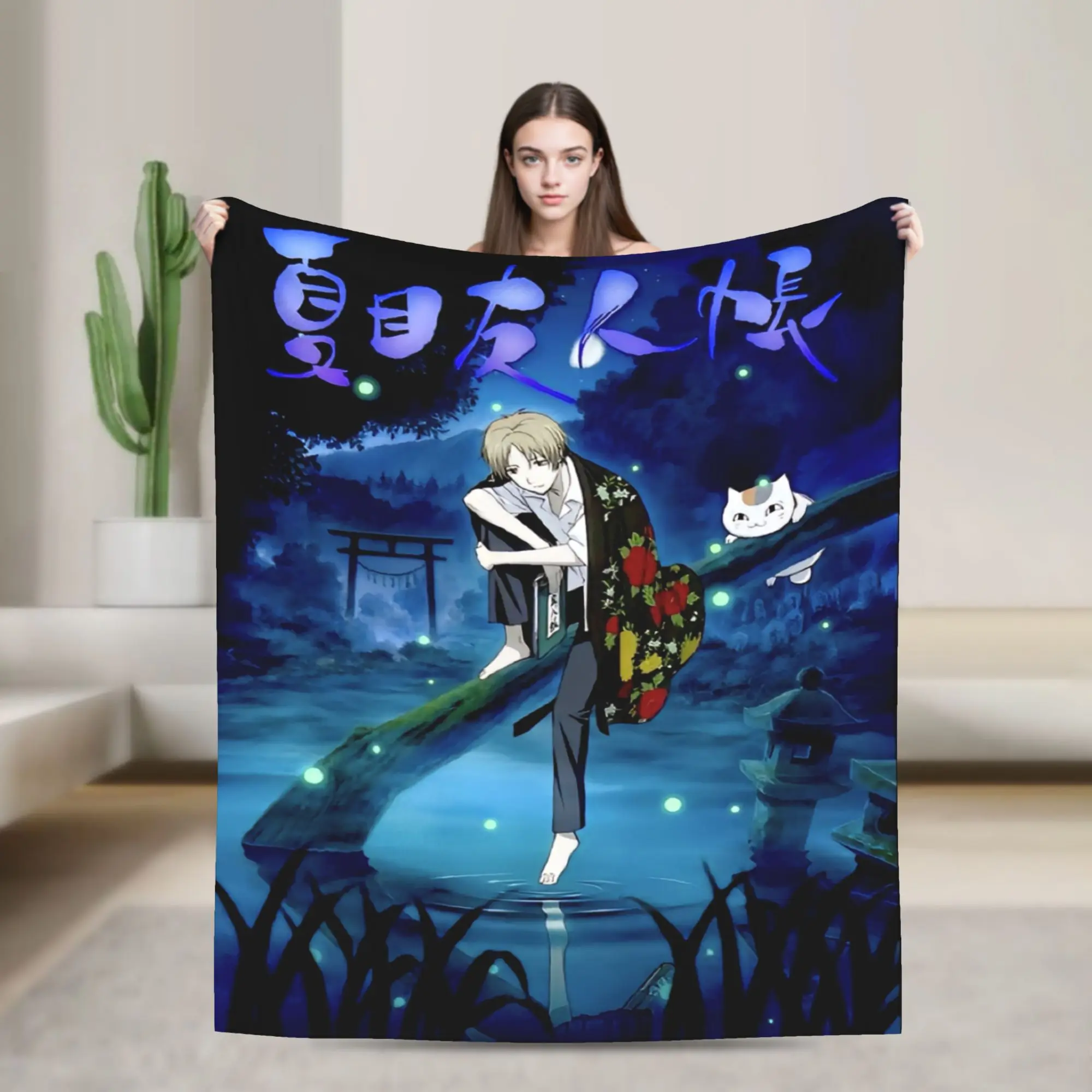 anime N-Book Friends N-Natsume Flannel Blanket  Warm Bedding Throws for Outdoor Camping Funny Bedspread Sofa Bed Cover